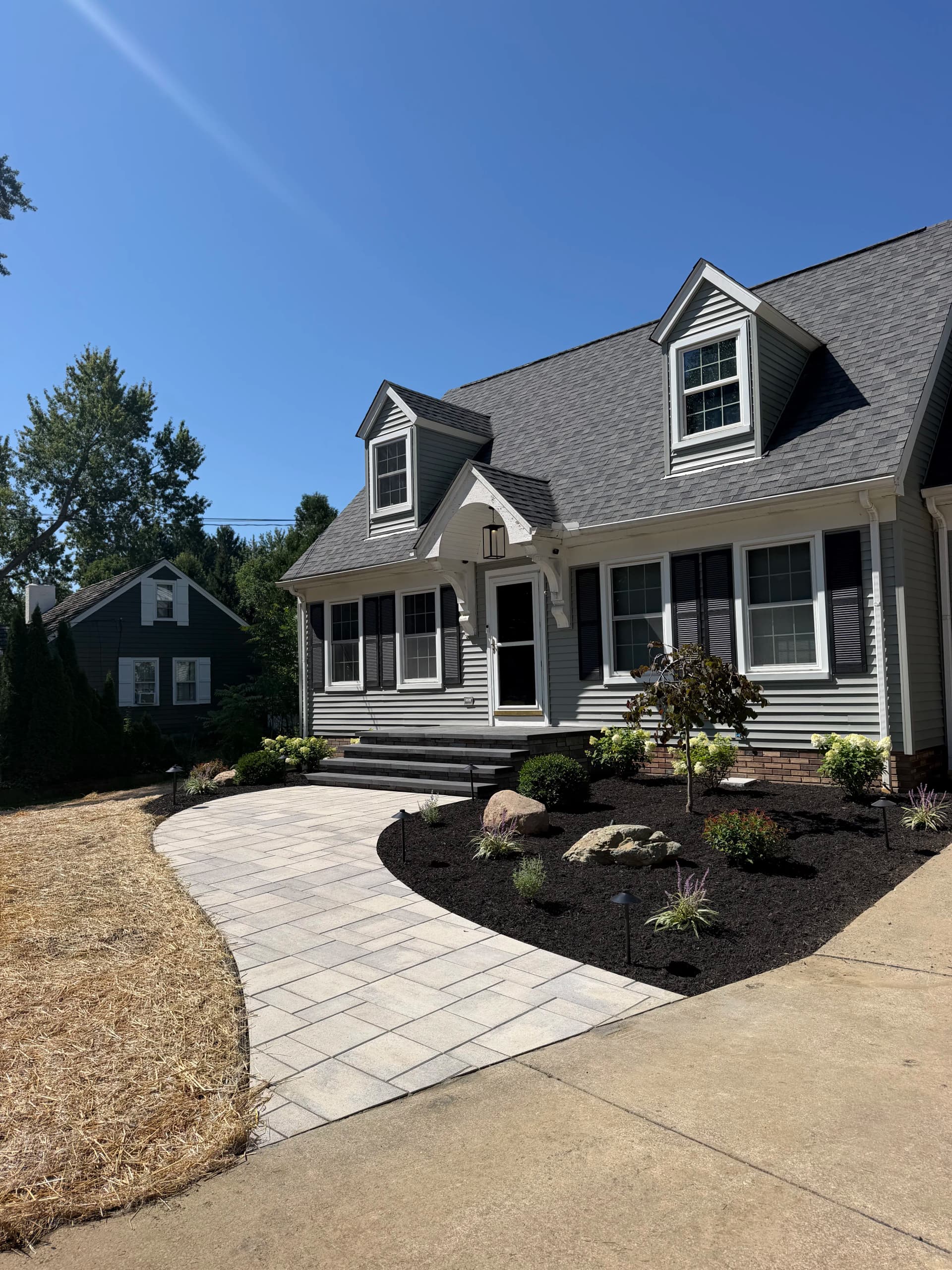 Gallery photos for Front Yard Paver Walkway, Steps, and Full Landscape Design Install: Image #3