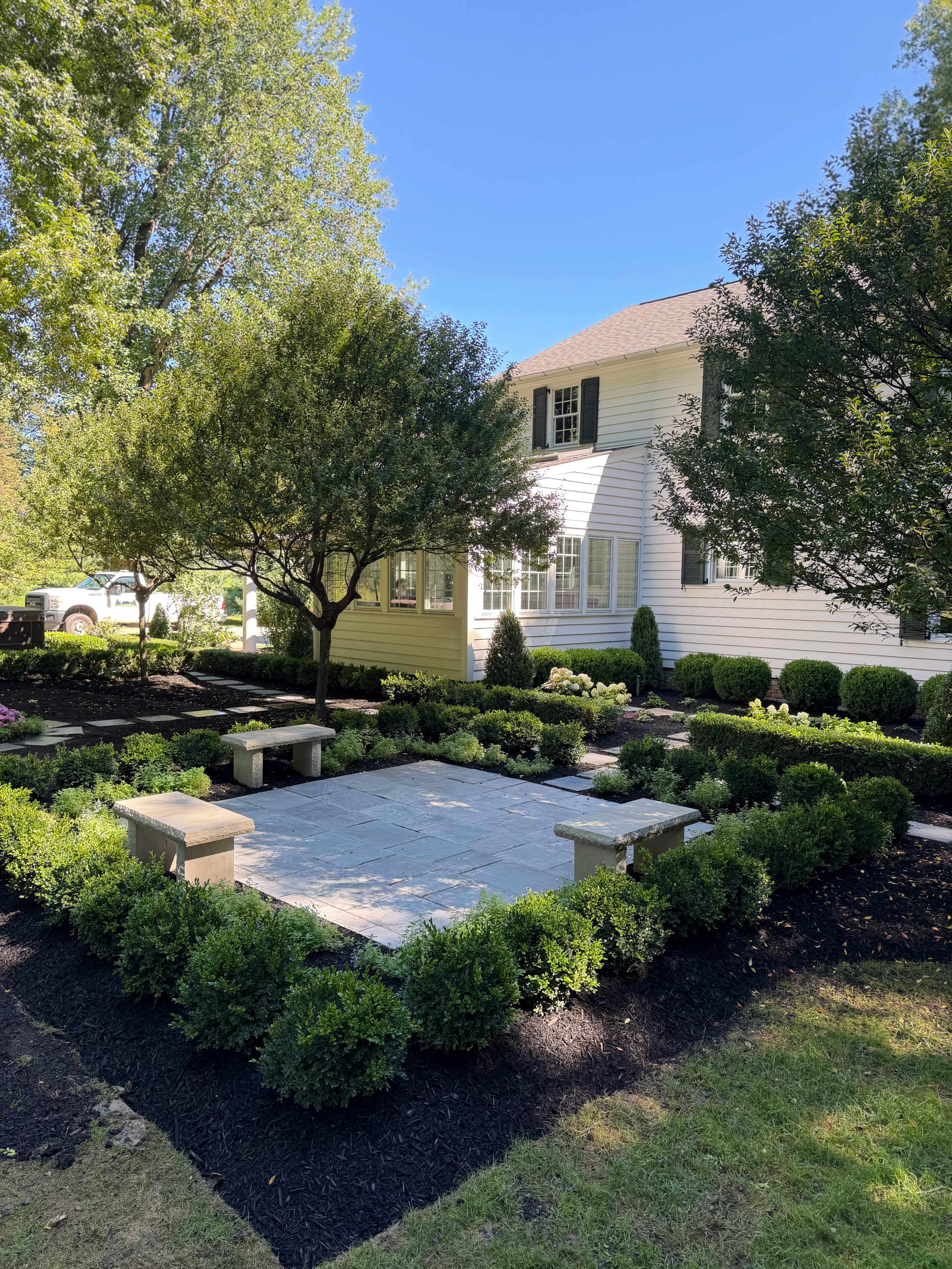 Project Bluestone Patio and Formal Garden Built From the Ground Up image
