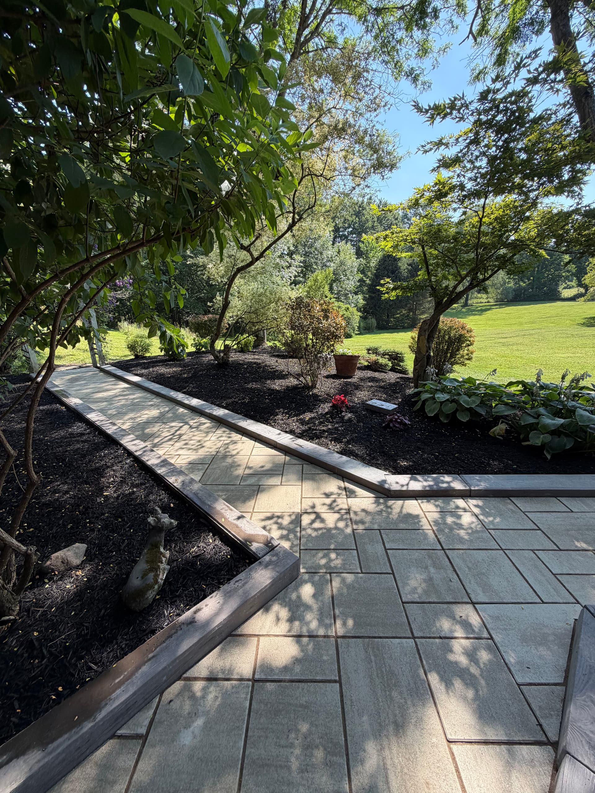 Gallery photos for Walkway, Fresh Mulch Beds, and Techo-Bloc Borealis Border Done Right: Image #3