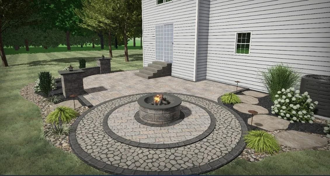 Gallery photos for Custom Patio Design With Fire Pit and Seating Wall: Image #4